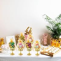 Vista 6 de Paquete de 30 coronas rellenables con bolsa, copa de plástico dorada con bolsas con cordón, cajas de almacenamiento decorativas para dulces, dulces