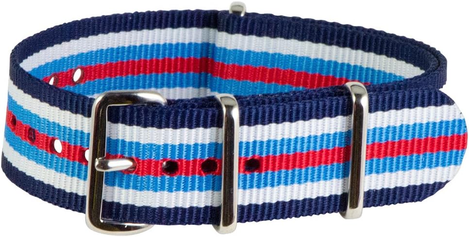 Clockwork Synergy, LLCClassic Nylon Nato watch straps bands (18mm, Navy/White/Sky/Red)