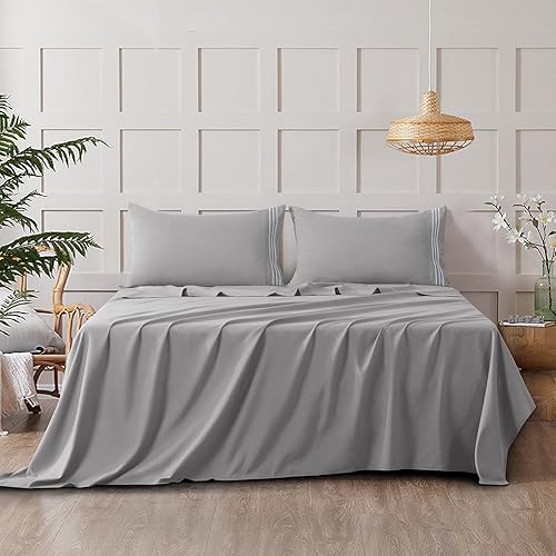 Miniatura 4 de CozyLux Hotel Luxury - Juego de sábanas extra largas (XL)  Serie 1800 Sábanas bordadas de microfibra individual XL, doble cepillado, bolsillo