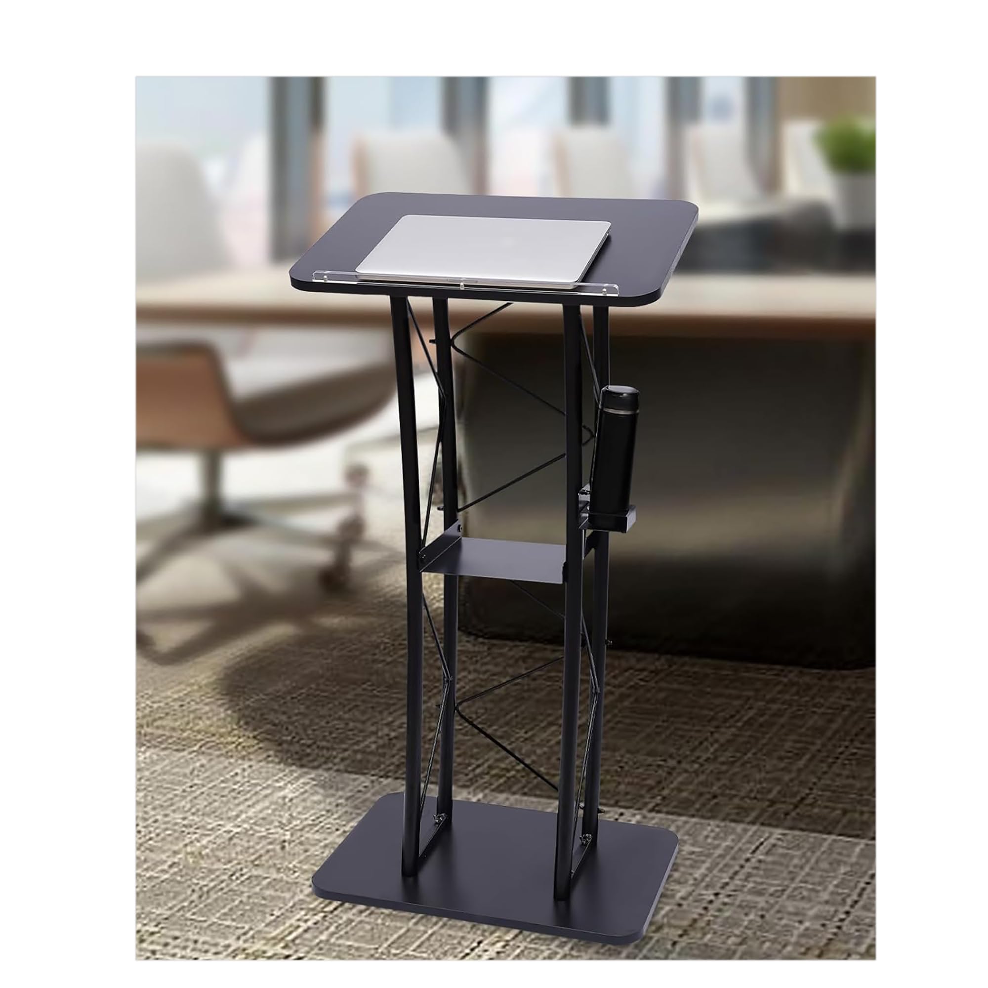Pupitre et Podium en Acier Inoxydable – Portable et Durable pour Bureaux, écoles, conférences, idéal pour Les présentations avec Option étagère
