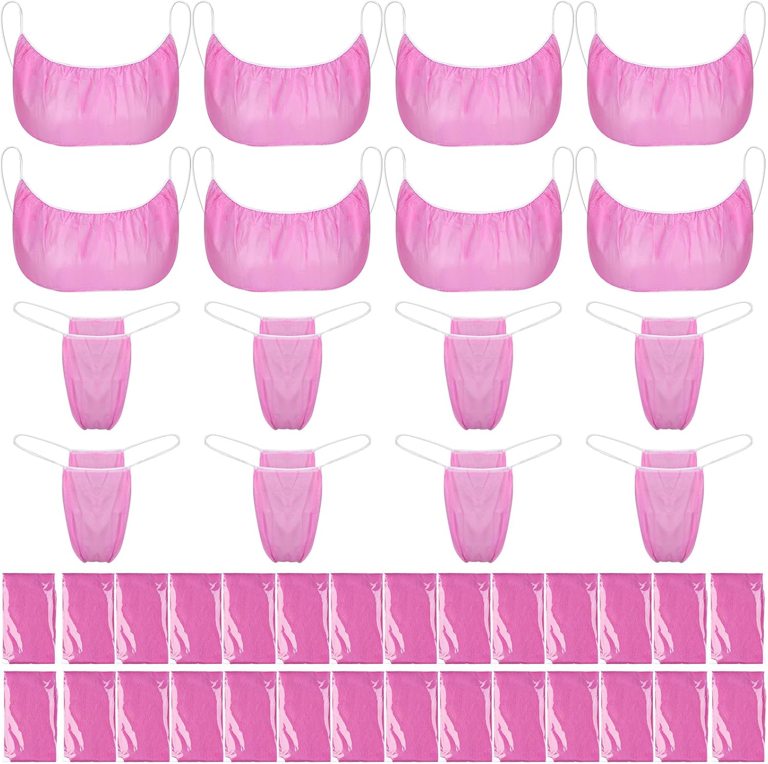 100Pcs Disposable Bra and Panties Women Disposable Bikini T Thong and Bra Spa Underwear for Spa Massage Spray Tanning