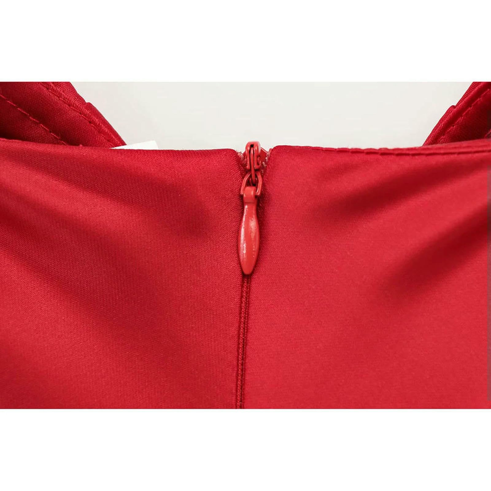 CHENSHI Vestito Donna Elegante Cuore Collo Seta Textured Labirinto Abito Sottile Vita Senza Schienale Raso Halter Y2k Festa Serata Abiti Midi-rosso-k1027-m