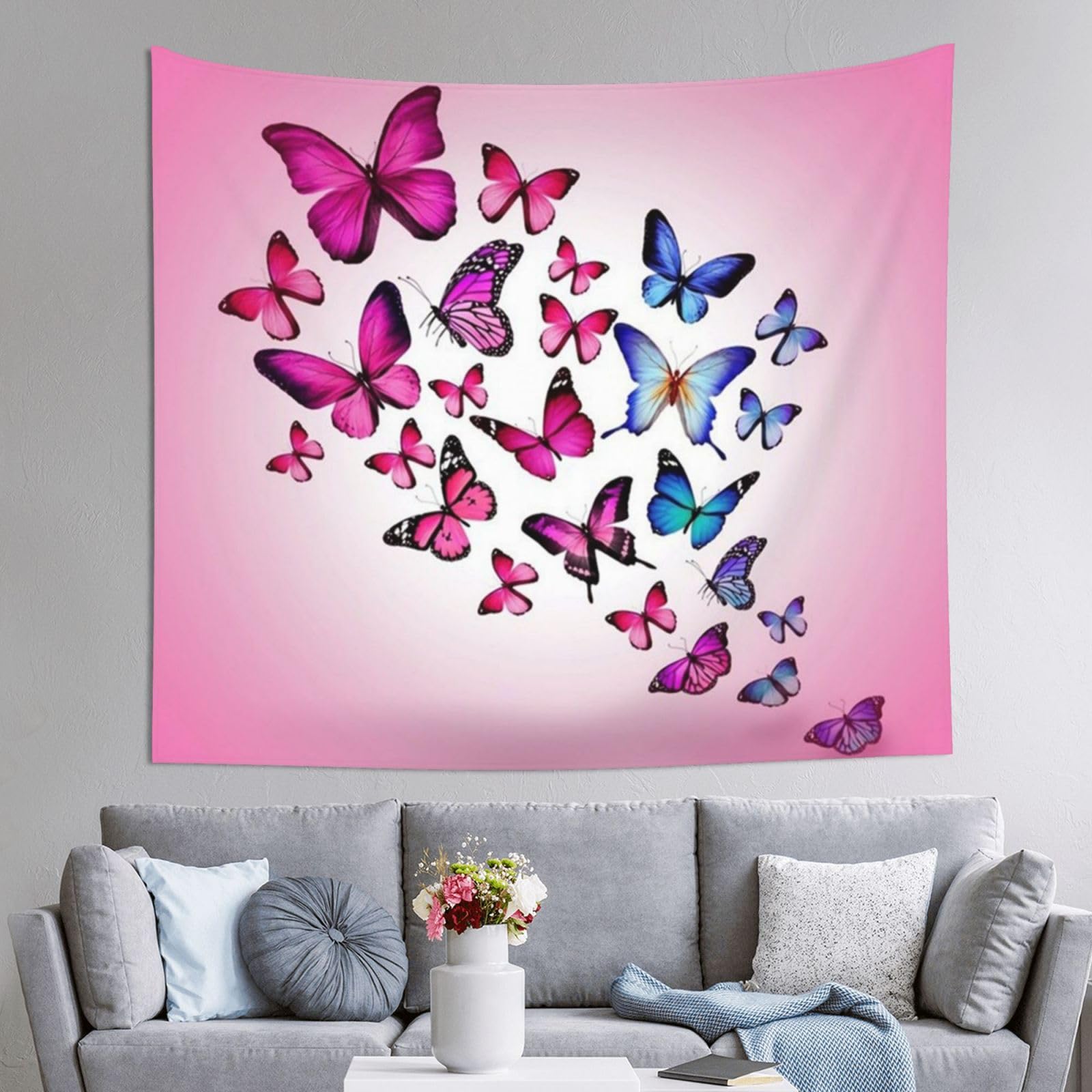 WKSGDSG Decoration Tapestry Wall Hanging For Bedroom, Butterflies, 152x130cm Dorm Decor, Lightweight Easy Hang Wall Art For Living Room, Aesthetic Tapestries For Outdoor, Ceiling, Doorway, Camping