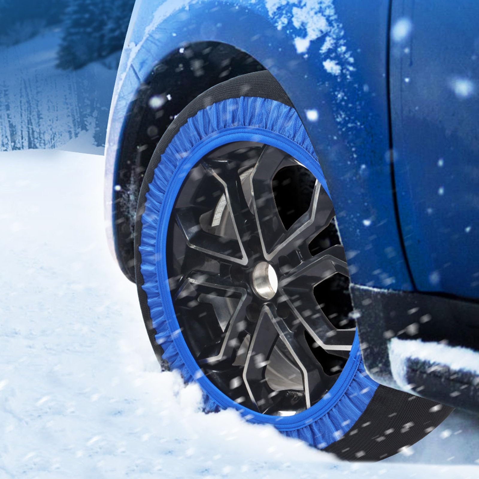 Lot de 2 paires de chaussettes à neige antidérapantes pour pneus - Chaînes à neige textiles garantissant la stabilité en hiver