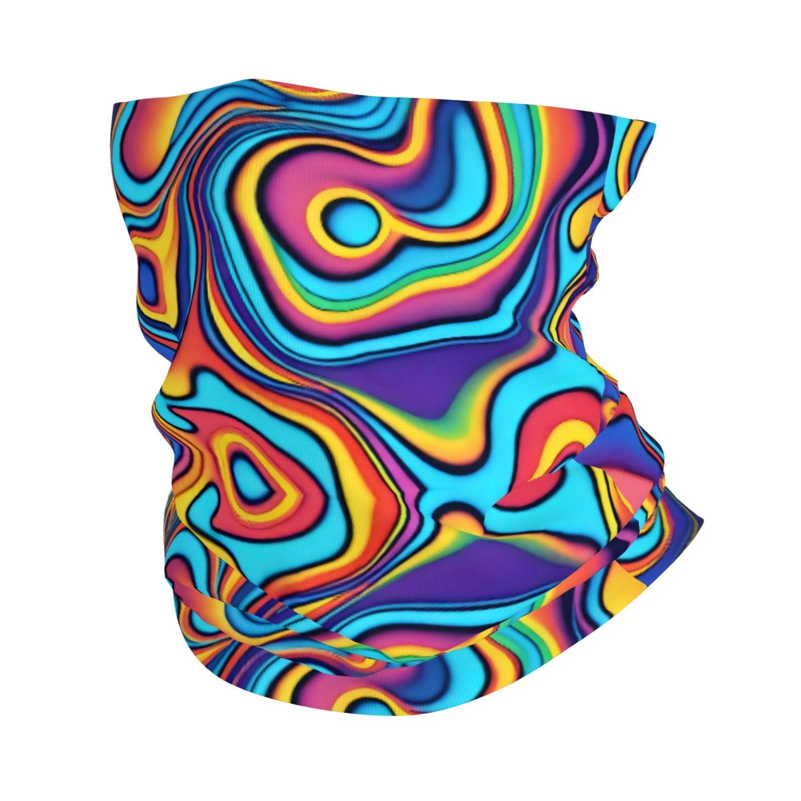 Wzywhj Unisex White Psychedelic Colors Pattern Multifunctional Sports Headscarf Headband, Face Mask, Wristband