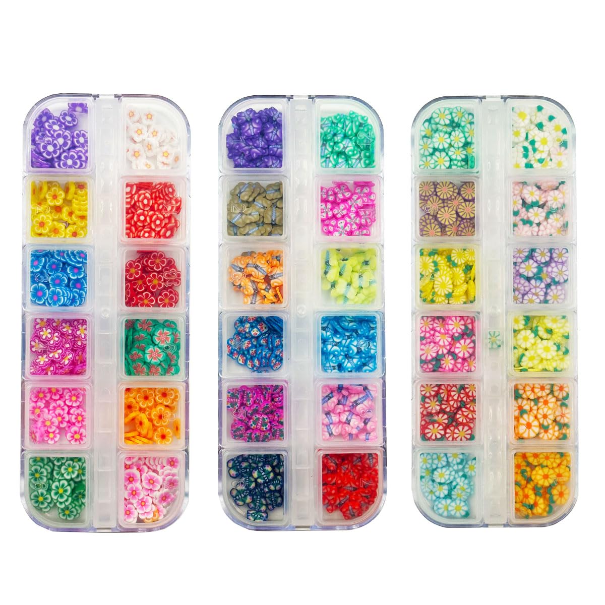 3 Boxes Flower Butterfly Nail Art Slices, 3D Polymer Clay Mini Slices Resin Making Flakes Charms Colorful Nail Art Supplies for DIY Crafts Lip Gloss