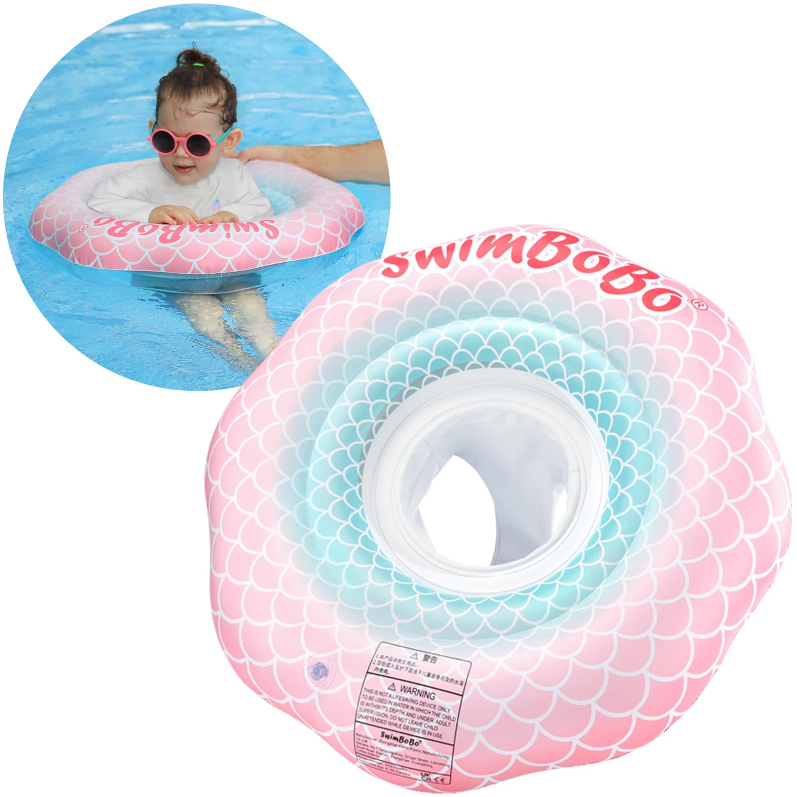 Swimbobo Inflatable Baby Swimming Float with Safety Seat Fun Swimming Pool Toys for Age 6-36 Months Toddler