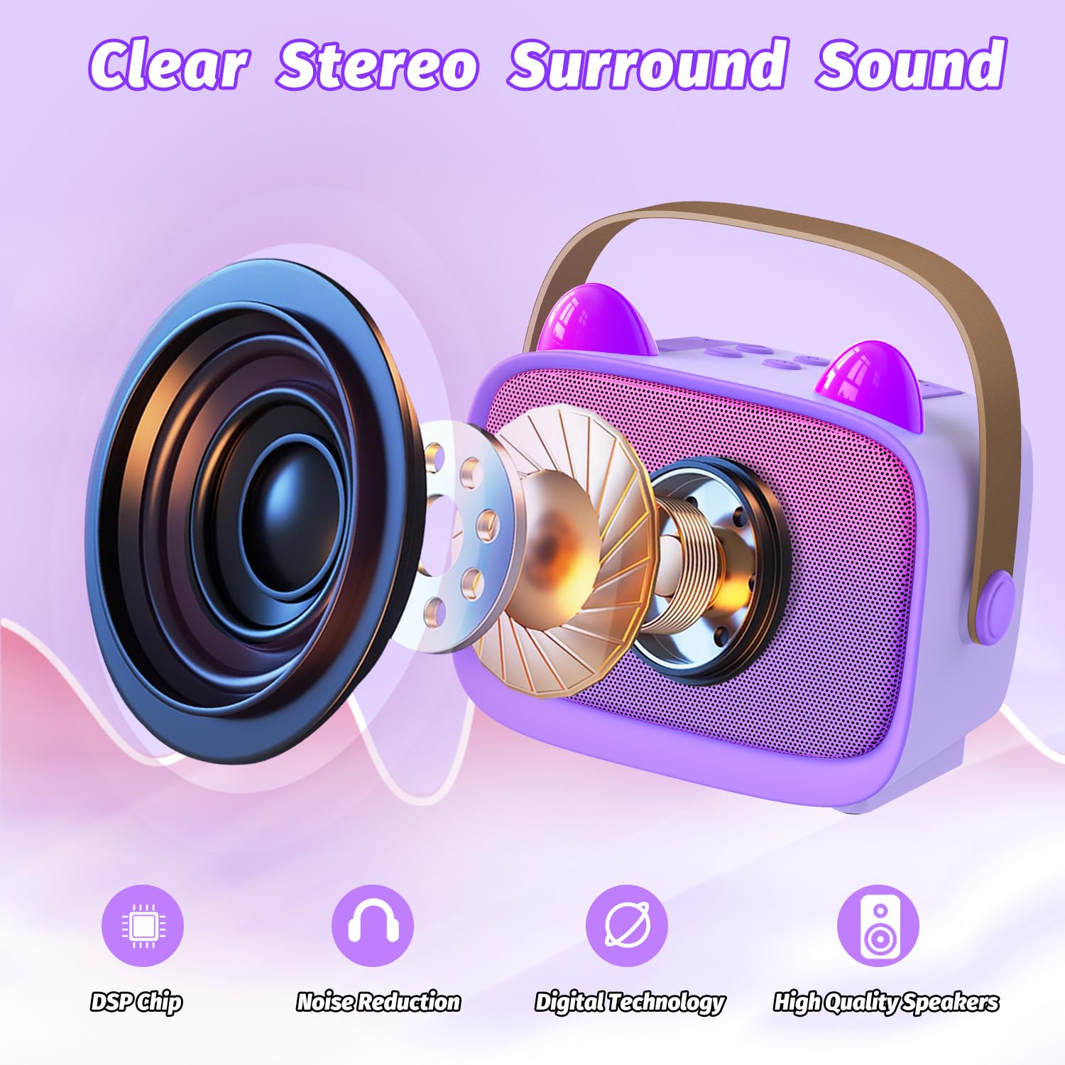 Karaoke Maschine mit 2 Karaoke Mikrofonen Kinder: Mini Karaoke Maschine Geschenk Mädchen mit Mikrofon Kindertag Geschenk Spielzeug 3-12 Jahre - Geburtstagsgeschenk MusikLautsprecher