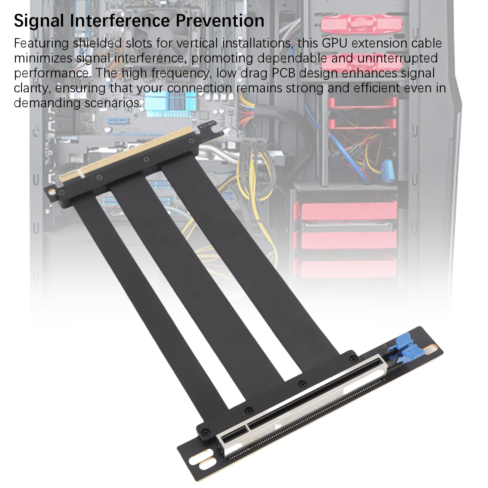 Generic Ekranowany Kabel Riser PCIe 5.0 X16 do RTX 4090 (Ti) Kabel Przedłużający 128 Gb/s do Obudowy Komputera PC Serwer o Małej Przestrzeni ITX Buduje się w Kolorze Czarnym (40cm) (15cm)