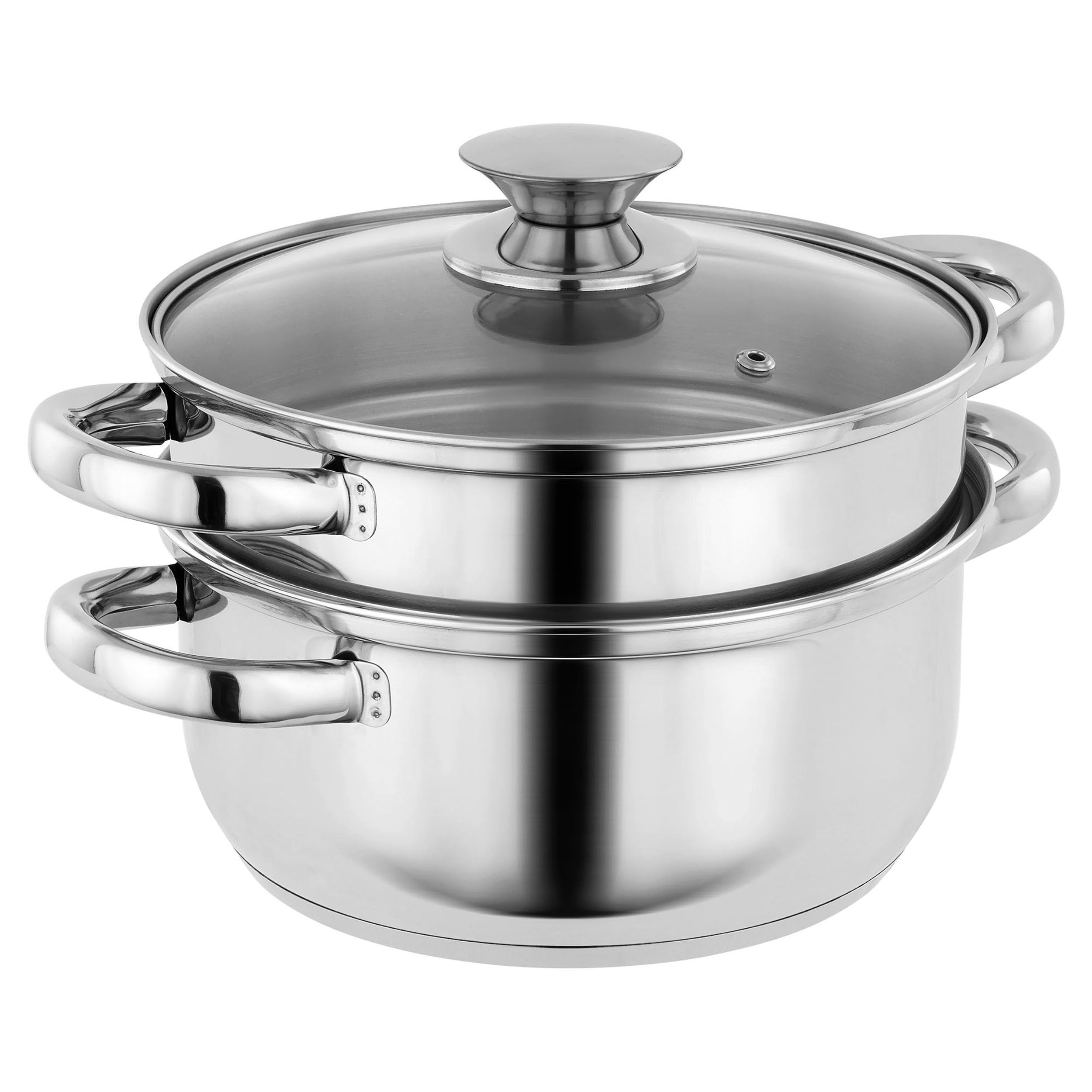 KOPF Topfset Janina 19-teilig aus Edelstahl, Induktion-Kochtopf-Set, 7X Töpfe, 1x Spargelotpf, 1x Stielkasserolle, 2X Sieb und 8X Glasdeckel