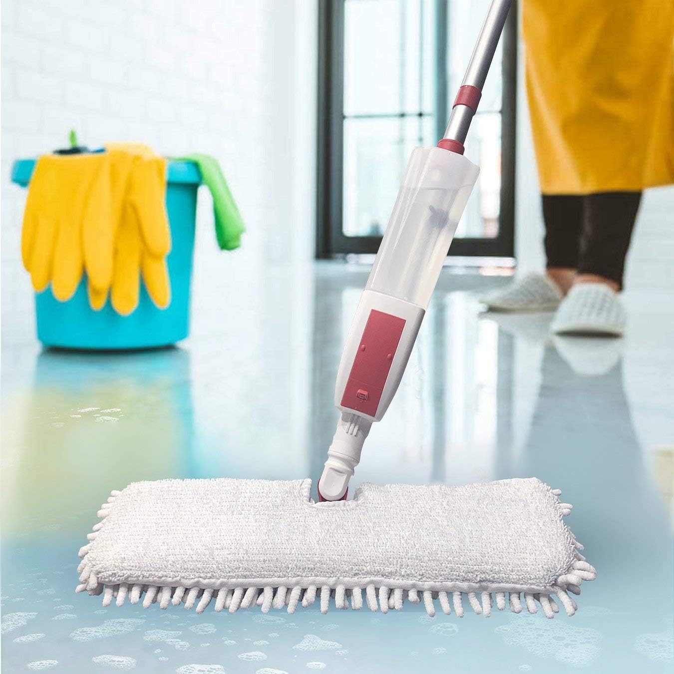 VENETIO Premium Spray Mop for Floors and Window Squeegee with Scrubber Combo, 2 in 1 Kit(Pack of 1)