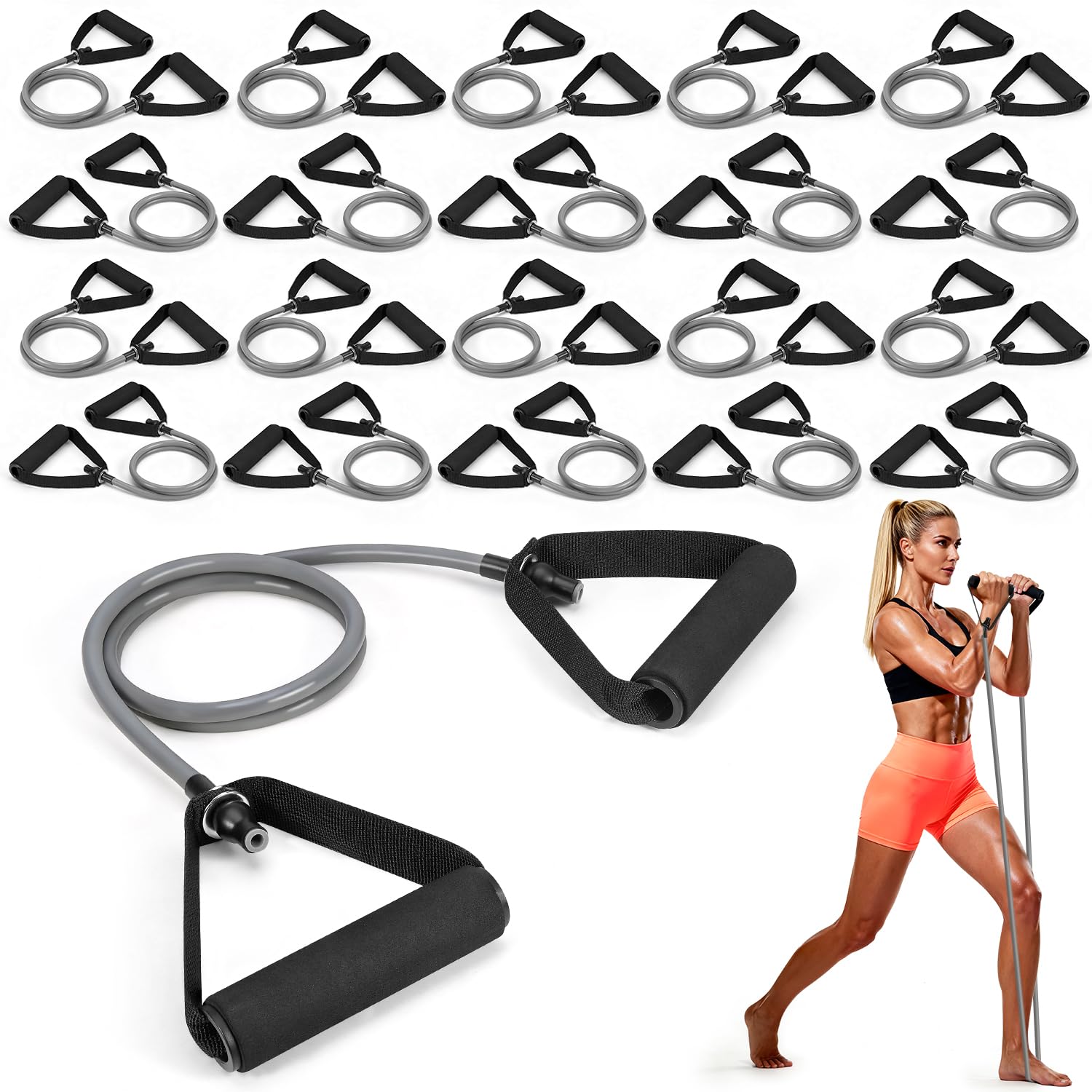 20PCS Resistance Bands with Handles for Gym Members Sports Class Students Gift Exercise Bands 20 Lb for Full
