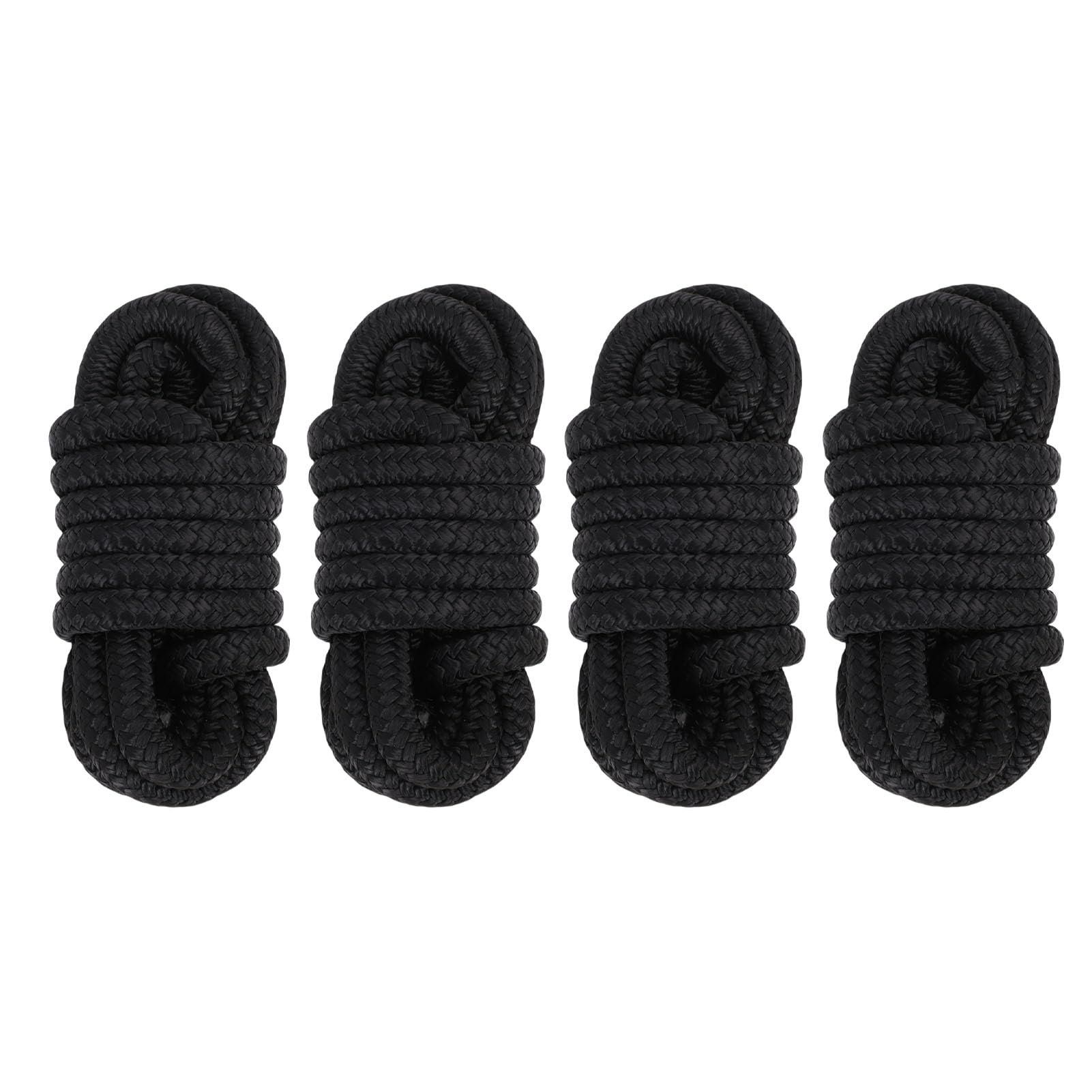 Jiawu Cime per Ormeggio per Barche, Corda Marina in Nylon Intrecciato Doppio da 1/2 Pollice X 15 Piedi con Anello da 12 Pollici per L'ormeggio Dell'ormeggio Nei Porti Turistici dei (BLACK)