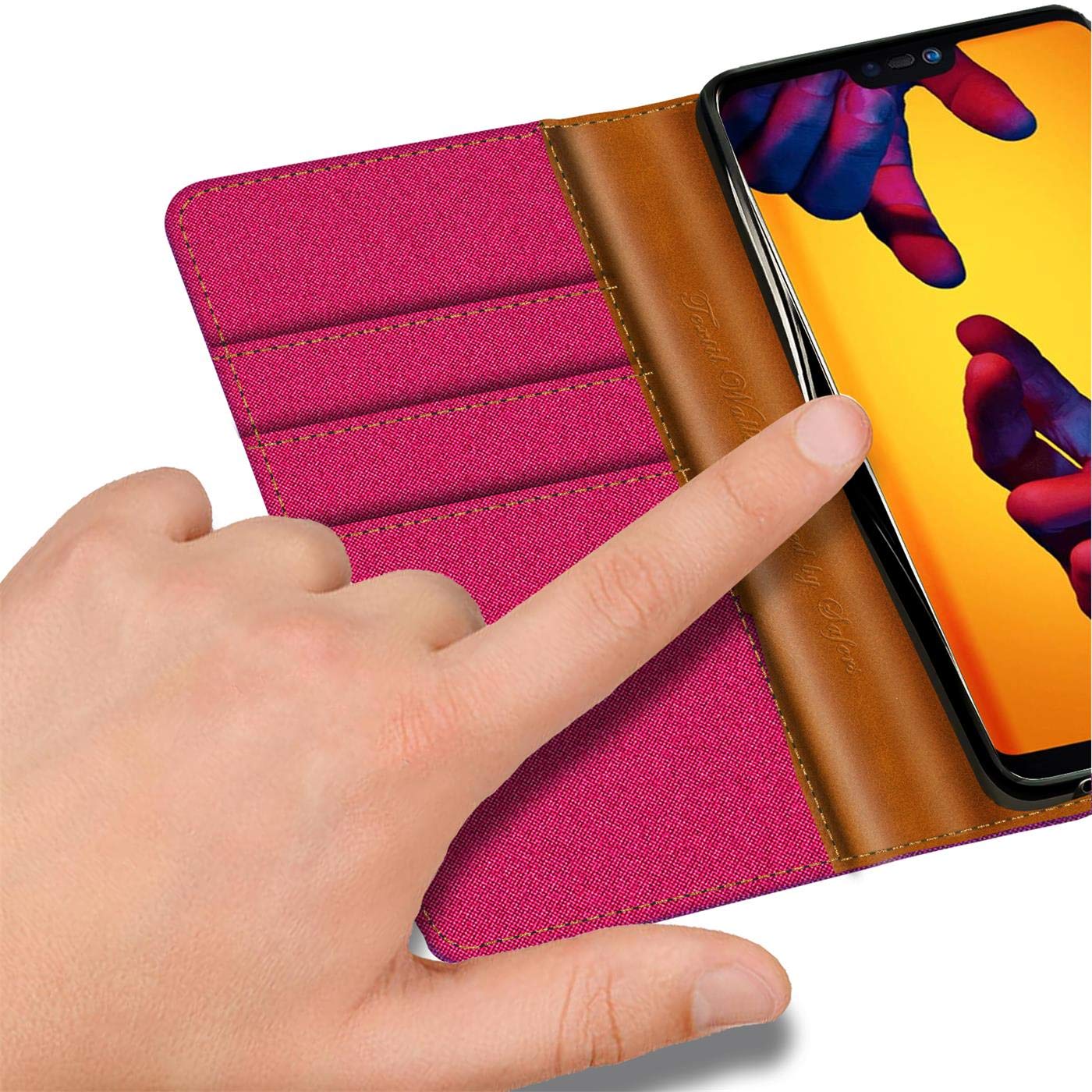 Cristal Templado Huawei P20 Lite Funda Huawei Mate 20 Lite Verco - Carcasa Libro Magnética Azul Case Tarjetas Crédito