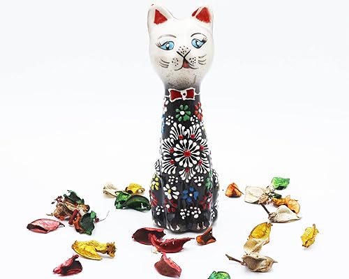 Miniatura 4 de HeraCraft Figura de gato de faraón egipcio pintada a mano, estatua de gato en miniatura de cerámica, esculturas hechas a mano, figuras