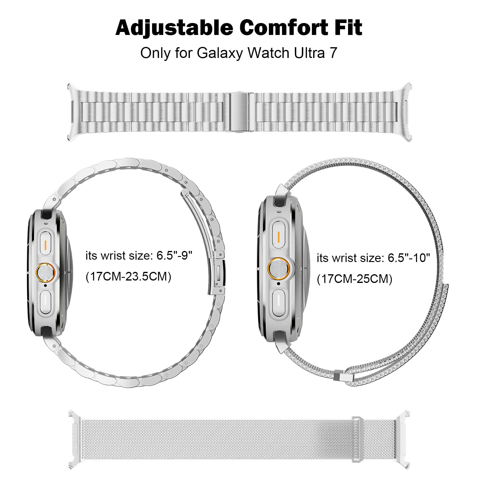 SUPLINK - Carcasa de metal con correa compatible con Samsung Galaxy Watch 5 Pro 45 mm, reloj 6/5/4 44 mm, correa de protección de acero inoxidable macizo para hombre