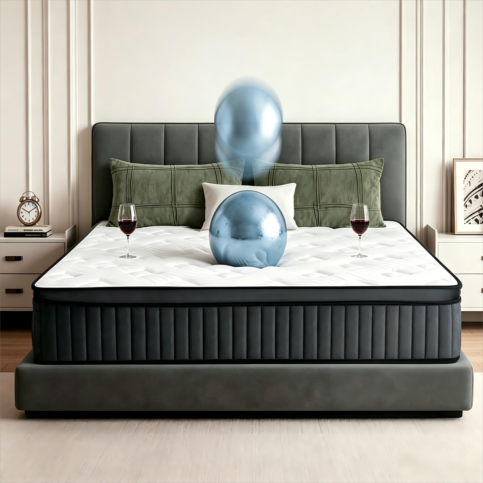 Vipbear Super King Mattress 6FT, 25 CM Hybrid Memory Foam & Sprung Mattress in a Box, Medium Firm,180 x 200 x 25cm