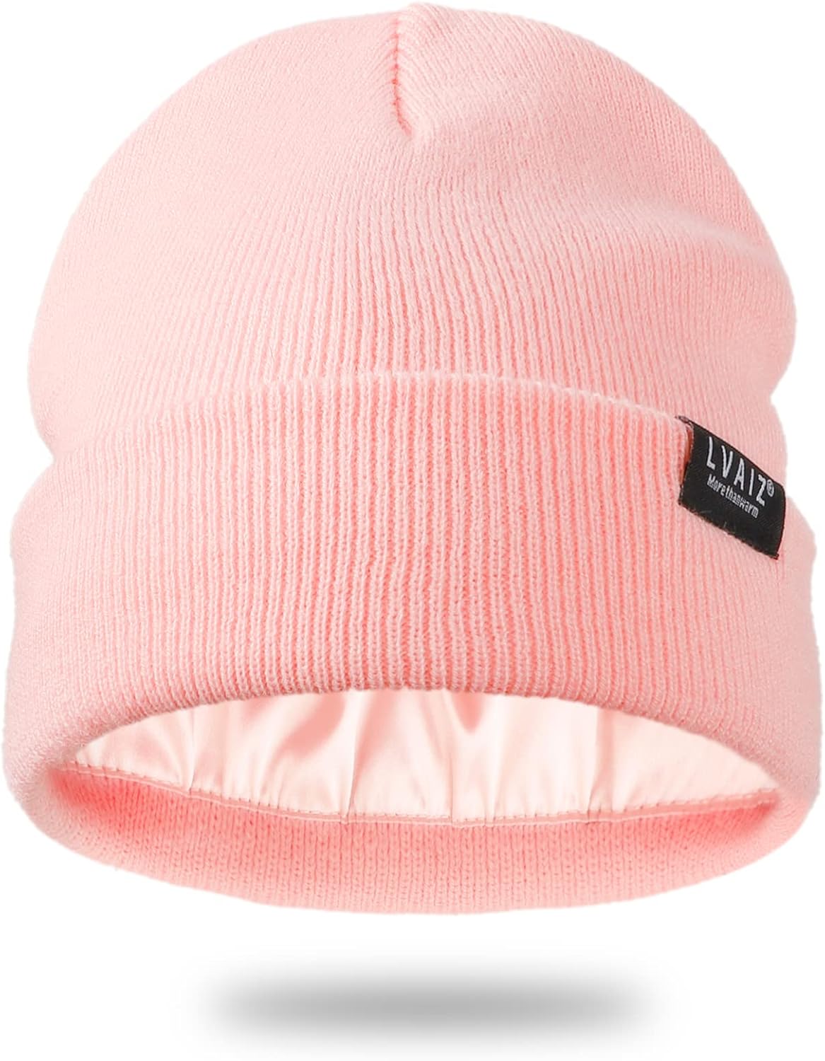 Satin Lined Winter Beanie Hats for Women Unisex Cotton Knitted Cuffed Knit Hat with Silky Lining Slouchy Skull Cap