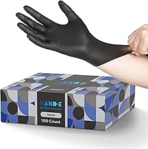 Disposable Black Nitrile Gloves Medium, 100 Pack -Powder and Latex Free Gloves