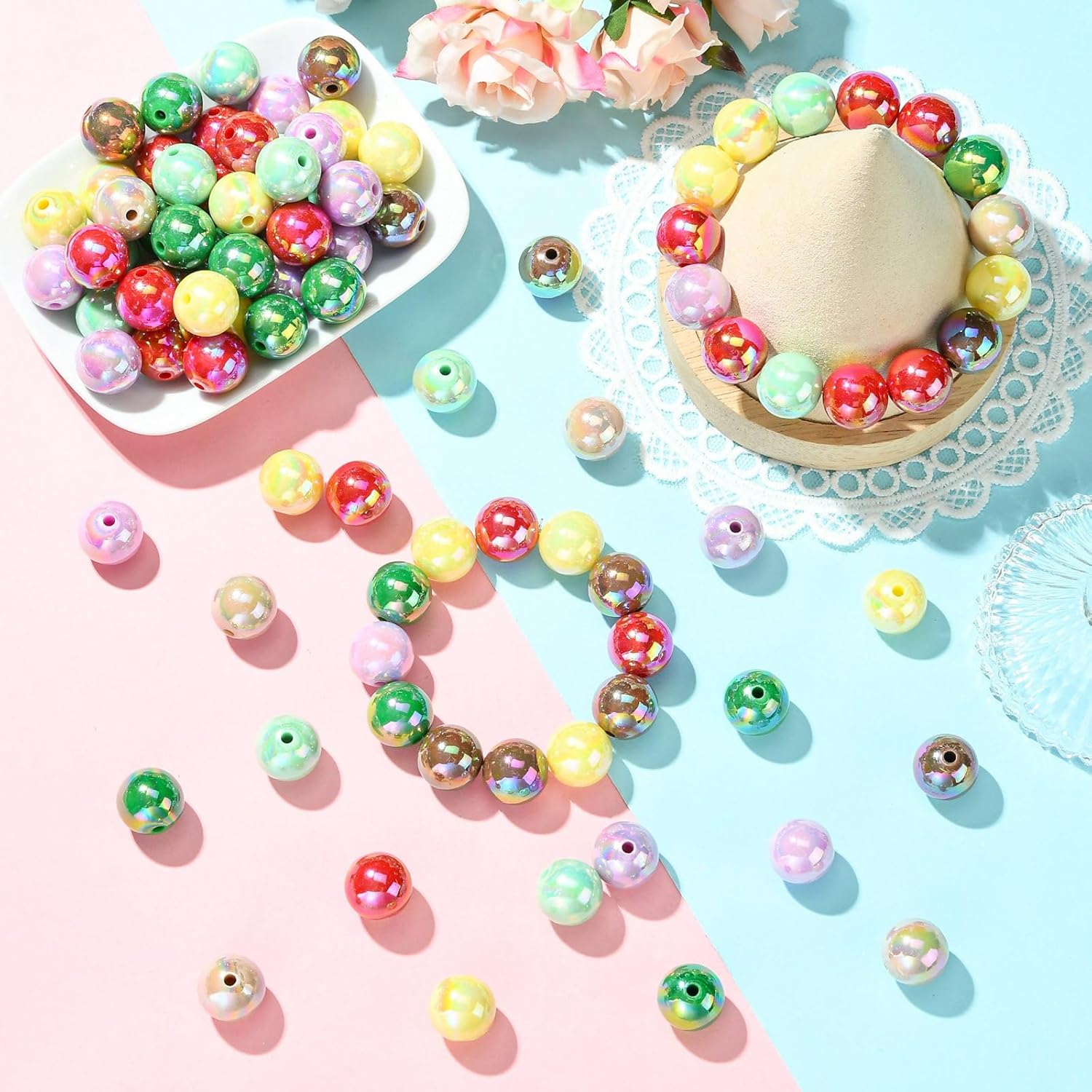 DanLingJewelry 220Pcs 16mm AB Color Opaque Round Spacer Beads Acrylic Bubblegum Beads for Jewelry Bracelet Making DIY Crafts - Image 5