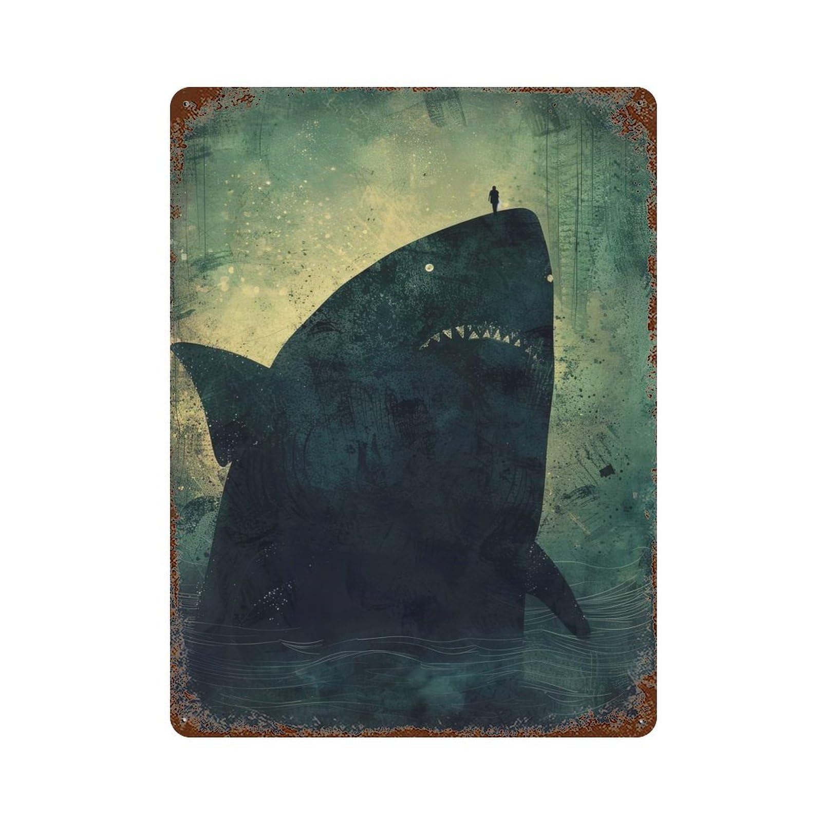 Colossal Encounter Aged Metal Wall Plaque 15.7"x11.8", Ideal for Garage, Bar And Workshop Decor