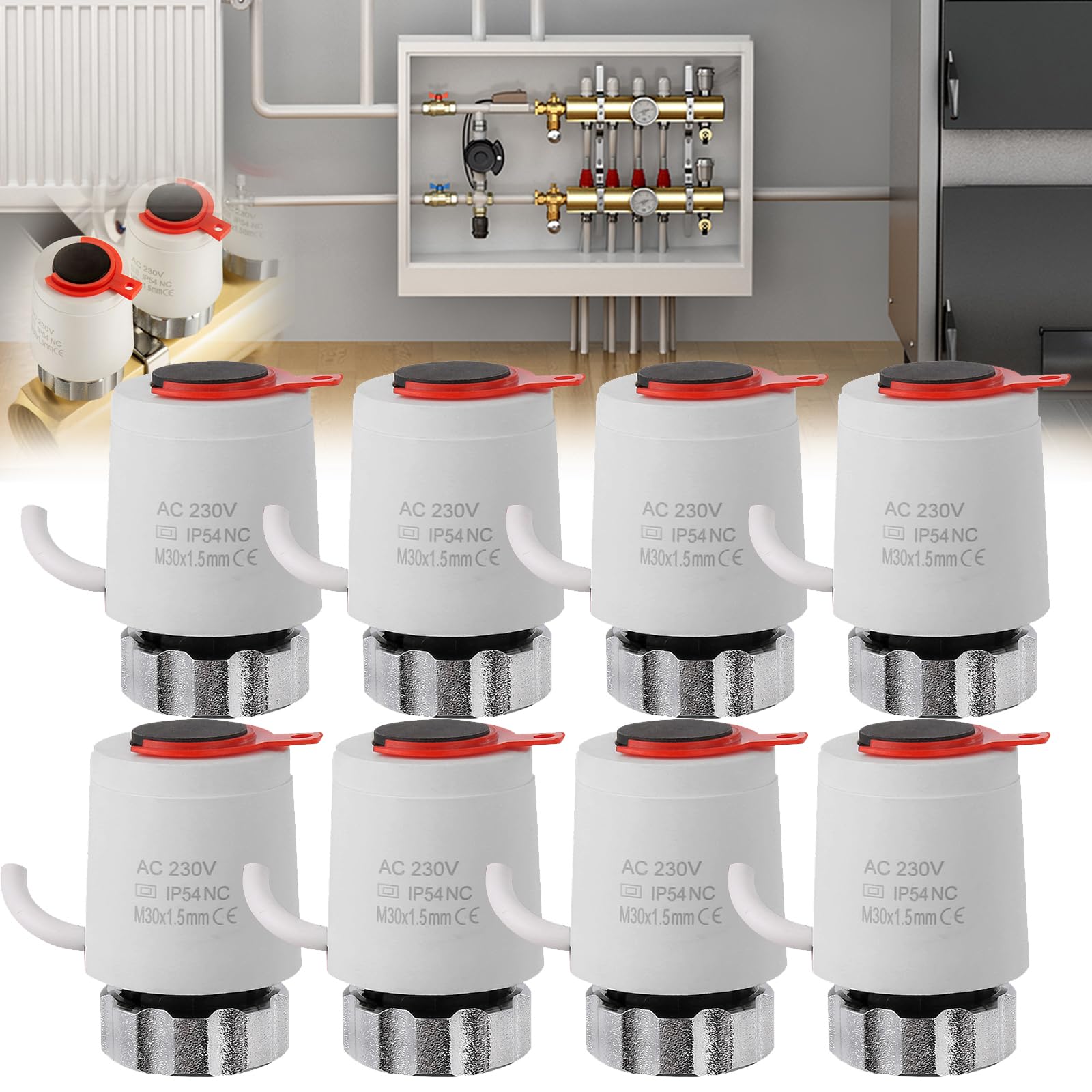 Attuatore Termico Elettrico Da 1/5/10 Pezzi NC 230V Per Collettore Di Riscaldamento A Pavimento Attuatore Elettrico Normalmente Chiuso M30x1.5mm