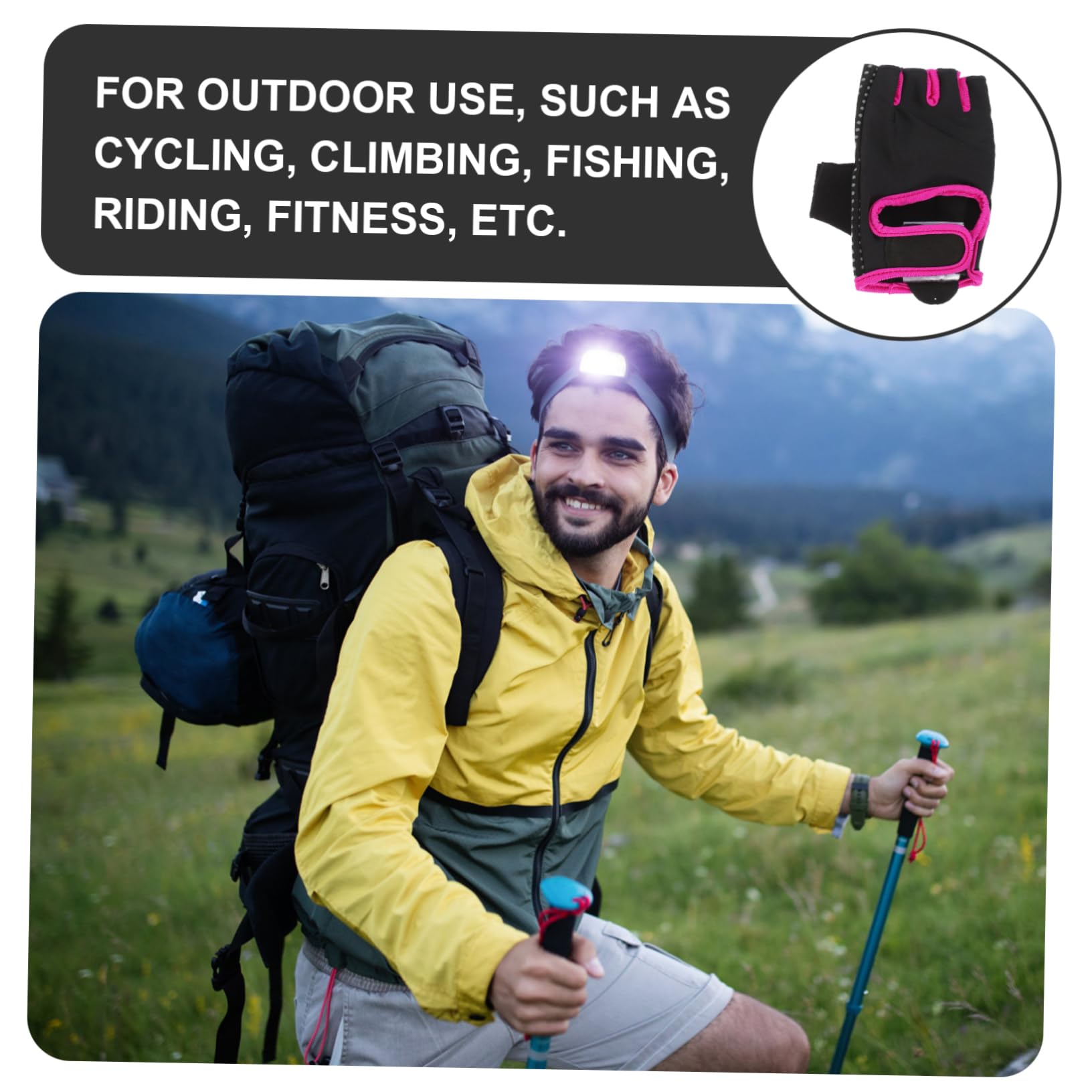 POPETPOP 3 Guantes de Silicona Antideslizantes de Medio Dedo para Fitness Ciclismo Senderismo Deportes al Aire Color Negro/Talla Diseño Cómodo.