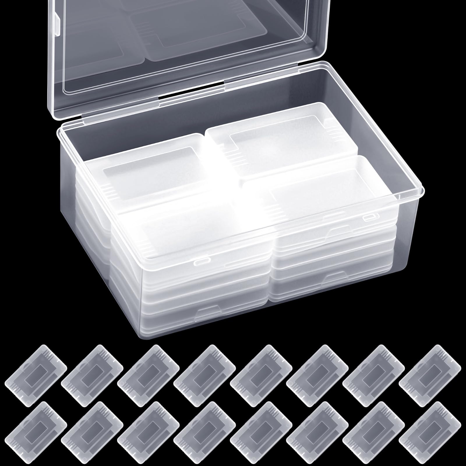 Reallnaive 24 Pcs Transparent Cartridge Game Case Box Anti Dust Advance Game Case Cover with Big Storage Box Compatible with GBC GB GBP Christmas Party Favors Gifts
