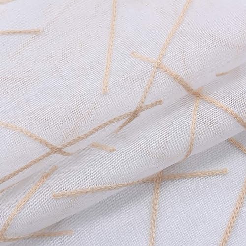 Miniatura 6 de MYSTIC-HOME Cortinas traslúcidas blancas de 95 pulgadas con patrón de ramas bordadas, cortinas de gasa con bolsillo para barra, para sala de estar,