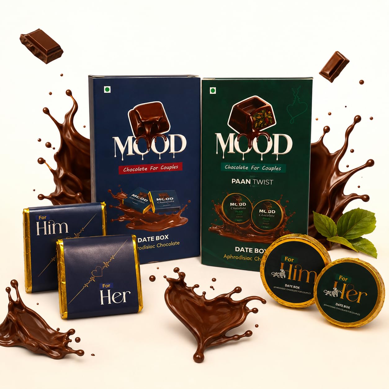 DATEBOX Aphrodisiac Mood Chocolate for Couples Combo Of Dark Chocolate & Paan Flavour Chocolate | 4 Pcs, Pack Of 2 | 20gm Each | Romantic Chocolate Gift Box for Him & Her | Date Night Intimacy Chocolate | Valentine Gift Pack.-image-42