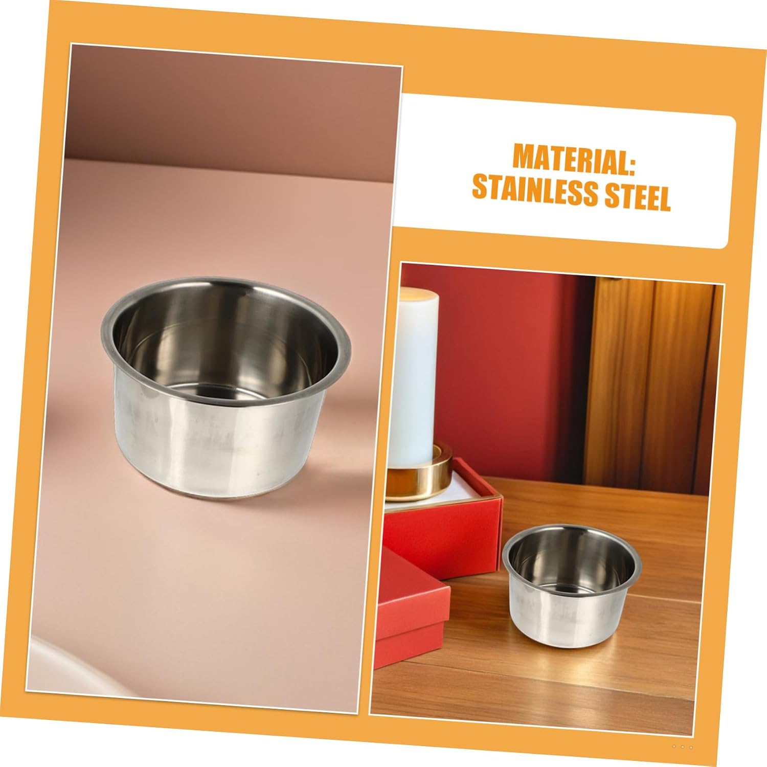 Lurrose Stainless Steel Wax Melt Pot, Round Melting Outer Pot 2 Pack