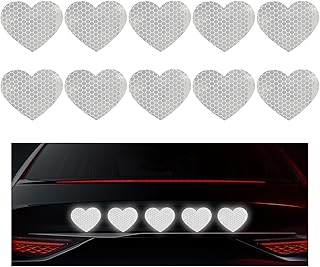 10PCS Vinyl Decal for Cars, High Intensity Reflective Sticker Night Safety Sign Bumper Decals, Waterproof Grid Vinyl Stickers Scratch Cover for Auto Window Laptop (Heart, White)