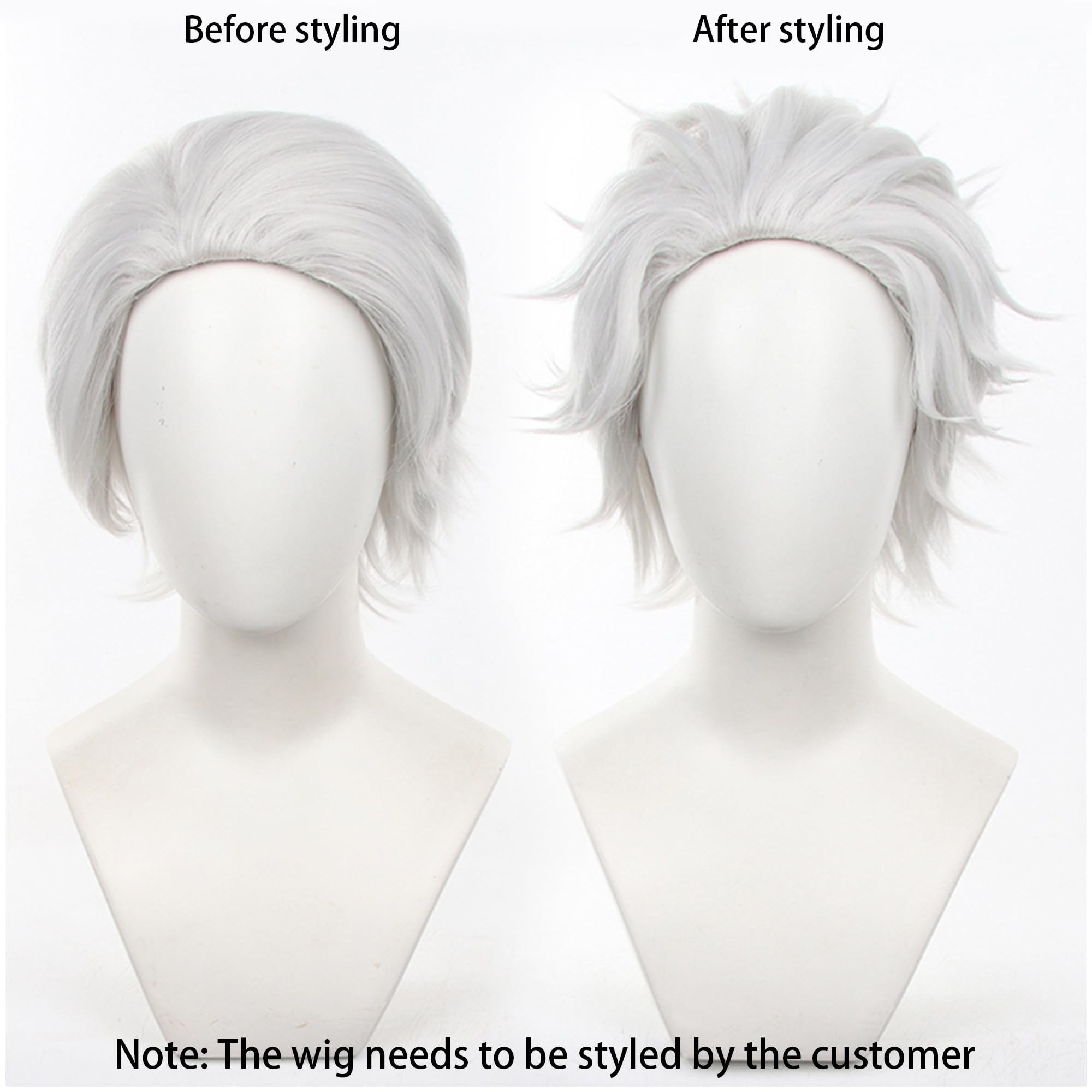 White Short Straight Wig with Heat Resistan Synthetic Costume Hairs for Women Halloween Cos Anime Party Replacement Wigs - Image 2