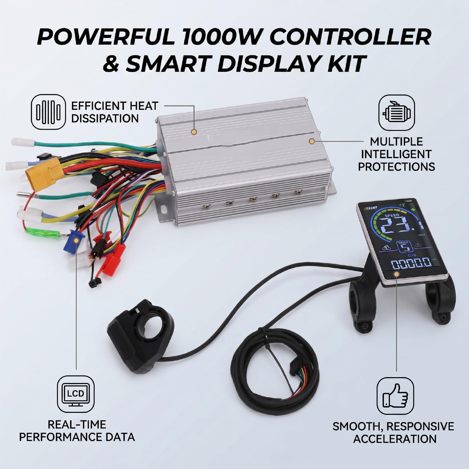 Generic Zestaw Kontrolera Hulajnogi Elektrycznej z Wyświetlaczem LCD Wodoodporne, Inteligentne Funkcje do Codziennych DojazdóW do Pracy 1000 W