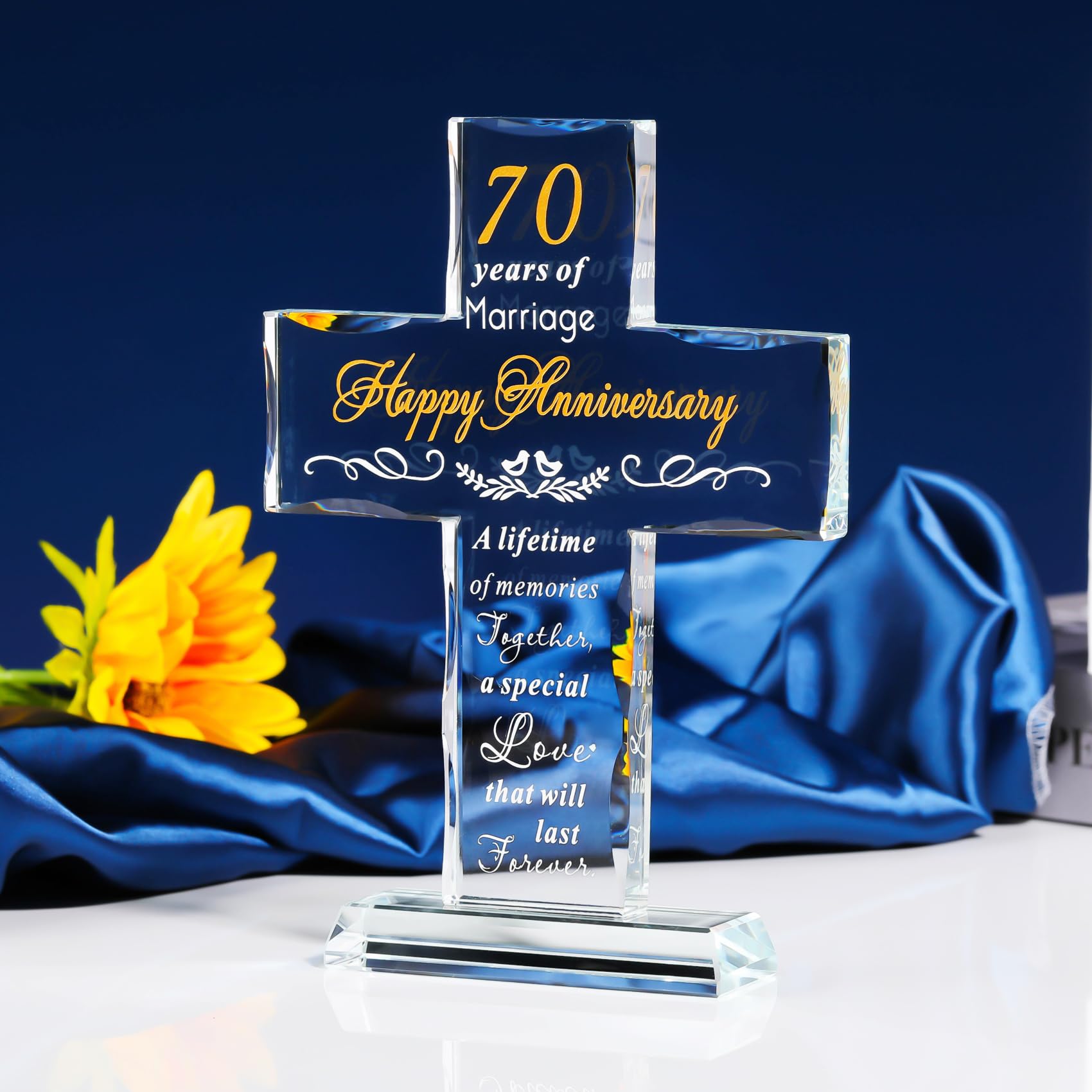 Croce In Legno Per 50° Anniversario Di Matrimonio, Con Incisione Laser E Poesia, Regalo Per Coppie, Da Parete O Da Tavolo, 21x15 Cm