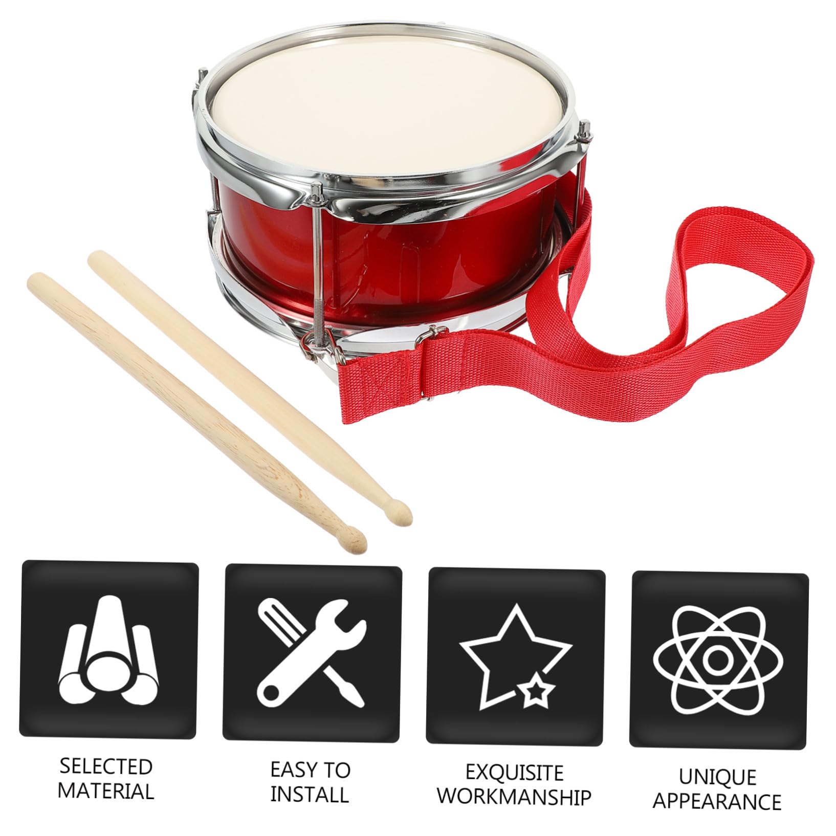 Instrumento de Percusión Militar para Niños de Metal y Madera Resistente al Desgaste Adecuado para Principiantes y Desarrollo del Ritmo