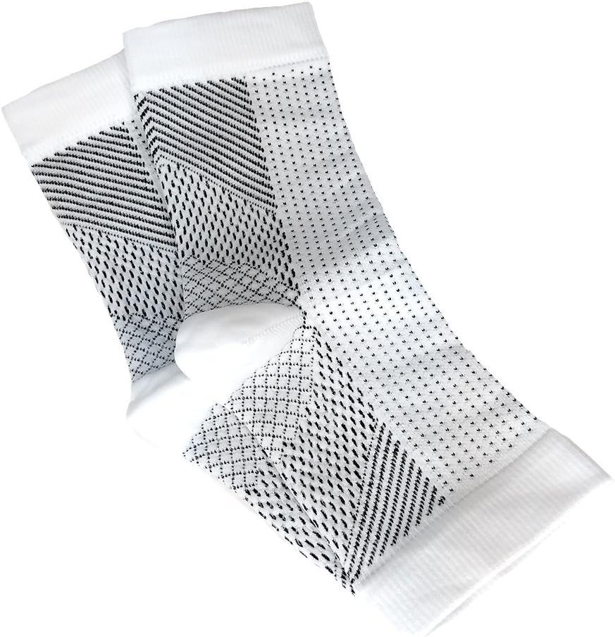 Plantar Fasciitis Arch Compression Support Socks - Foot Sleeve Night Socks (White)