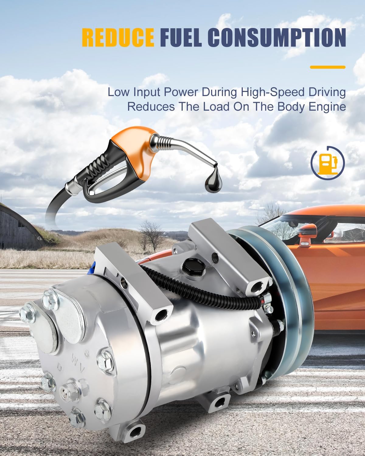 OCPTY AC Compressor for 2001-2014 For Volvo VNL 10.8L 11.9L 12.8L 14.9L 16.1L 2001-2002 for VHD 10.8L 12.1L