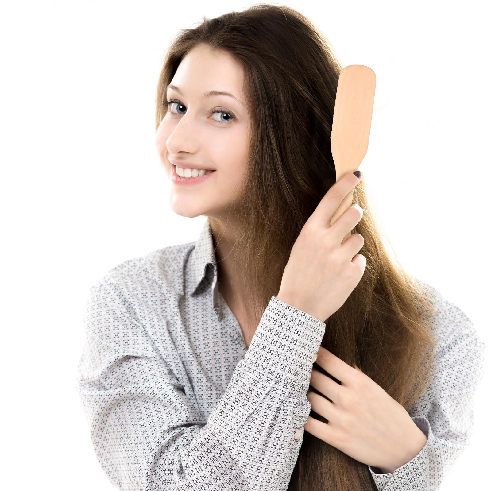 JJUNW Tragbar Bambusbürste, Mini Haar Haarbürste mit Metallpins Schmaler Luftpolsterkamm Luftkissenkamm Massage Kopfhaut für Männer Frauen Kinder
