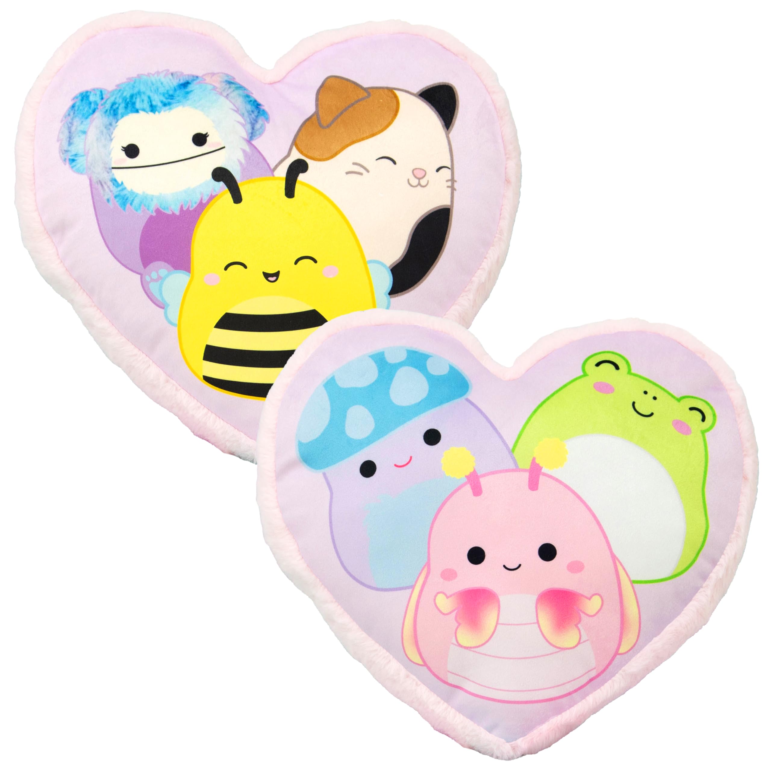Squishmallows Official Flash Design Heart Cushion, Super Soft Reversible 2 Sided, Perfect For Any Bedroom, Sofa or on the Bed 34cm x 30cm