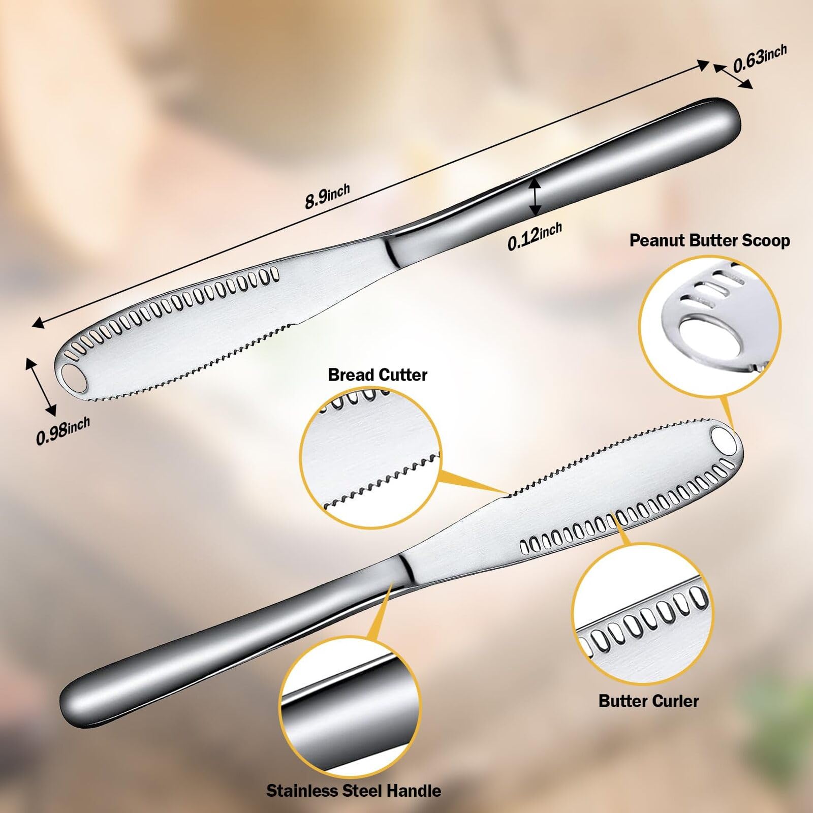 Stainless Steel Butter Spreader, Butter Knife - 3 in 1 Kitchen Gadgets - Image 4