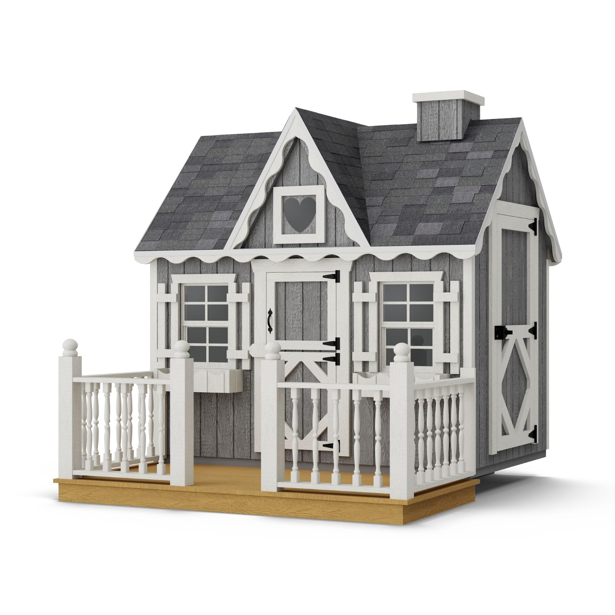 4x6 Victorian Playhouse with Floor, Deck and Rail, Outdoor Wood Do-It-Yourself Kit