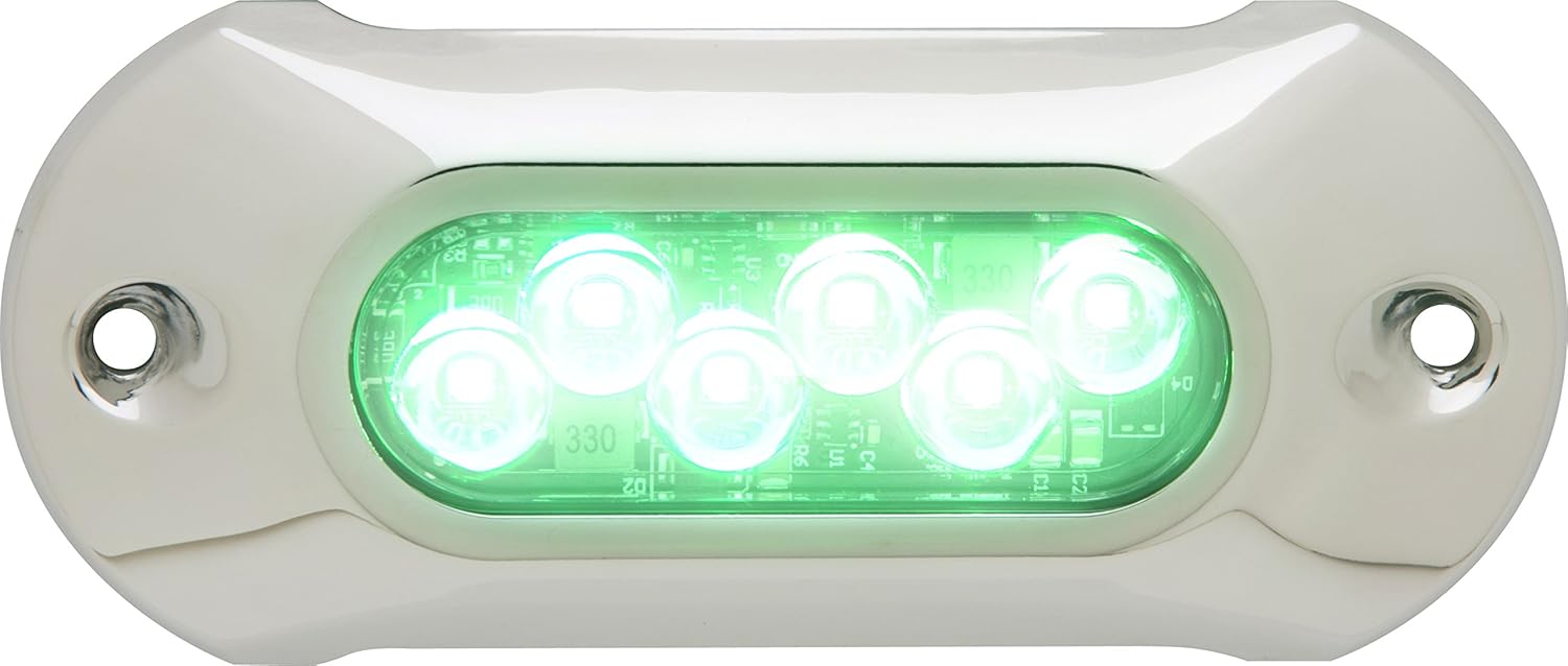 Attwood 65UW06G-7 Lightarmor Ultra-Bright 6-LED 1,650 Lumen Underwater Light, Tactical Green