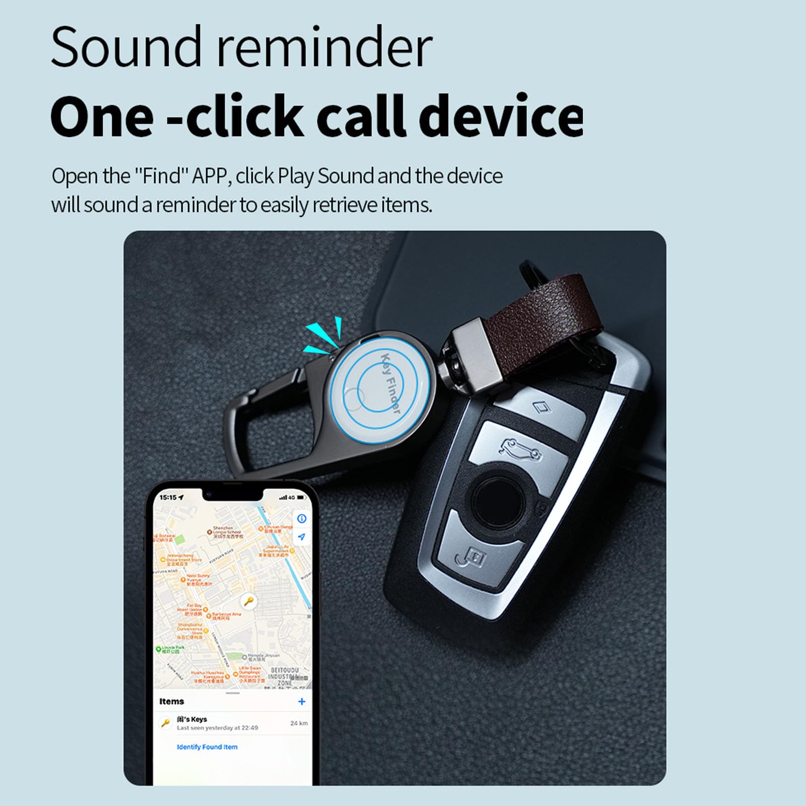 Portachiavi GPS – Tracker Bluetooth intelligente abbinato a Find My, localizzatore multiuso per bagagli e chiavi dell'auto (bianco)