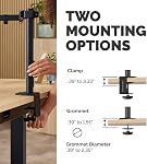 Fellowes Everyday Adjustable Single Monitor Arm – Supports Screens up to 32" Weighing 19.84 lbs, Tilt, Swivel, Rotate, VESA 75/100, Clamp or Grommet Mount, Cable Management