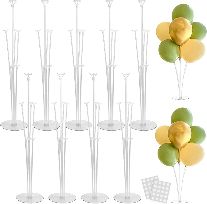 Sharlity 9 Sets Balloon Stand Kit Table Balloon Stand Holder for