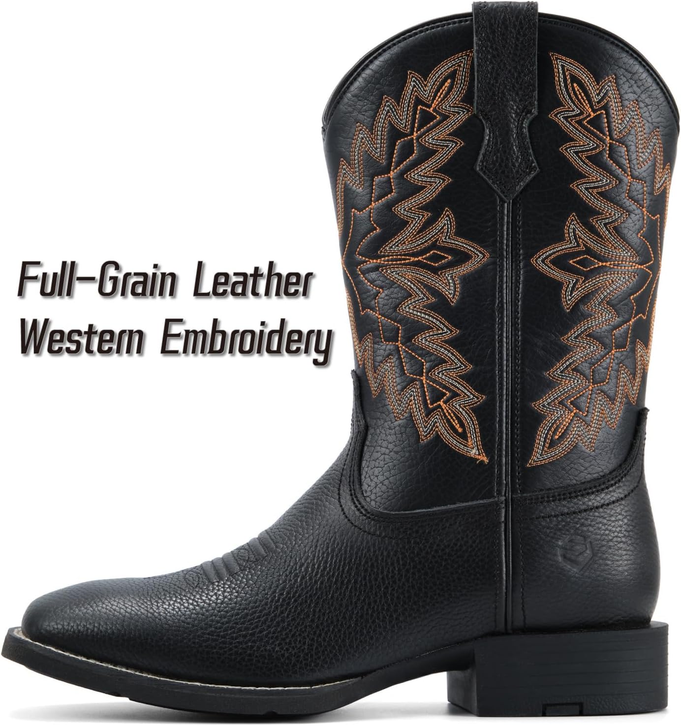 SUREWAY Cowboy Boots For Men - Square Toe Western Boot,Oil/Slip Resistant,Durable Fashionable Classic Pull on 10 Inch Wellington Boots - Leather - Image 3