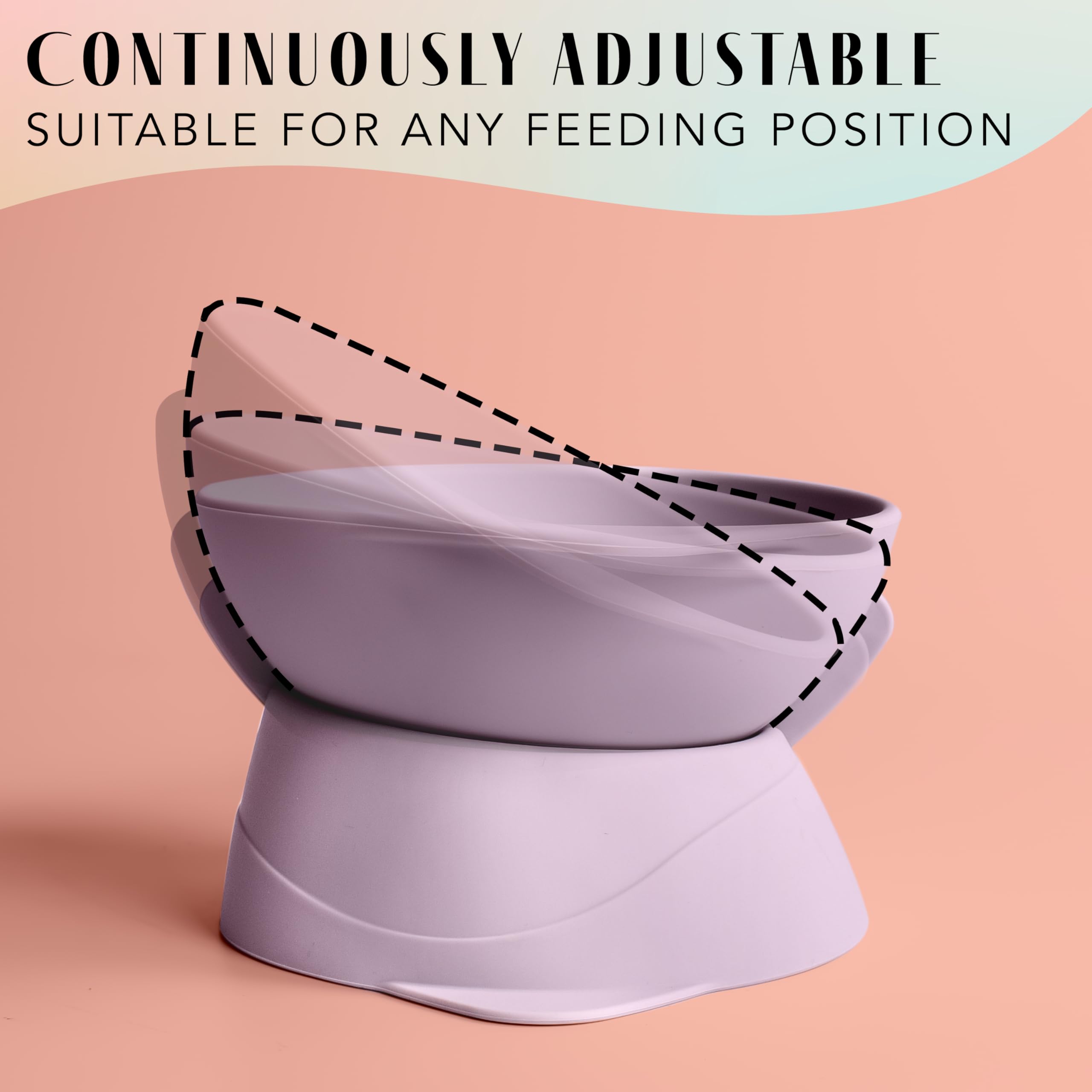 ne&no® Silicone Cat Bowl Raised with Adjustable Tilt, Mauve - Image 4