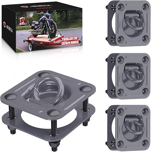 Anclajes de amarre de anillo en D de 12 pulgada, paquete de 4 ganchos de amarre para remolque (capacidad de 6000 libras por paquete) resistentes