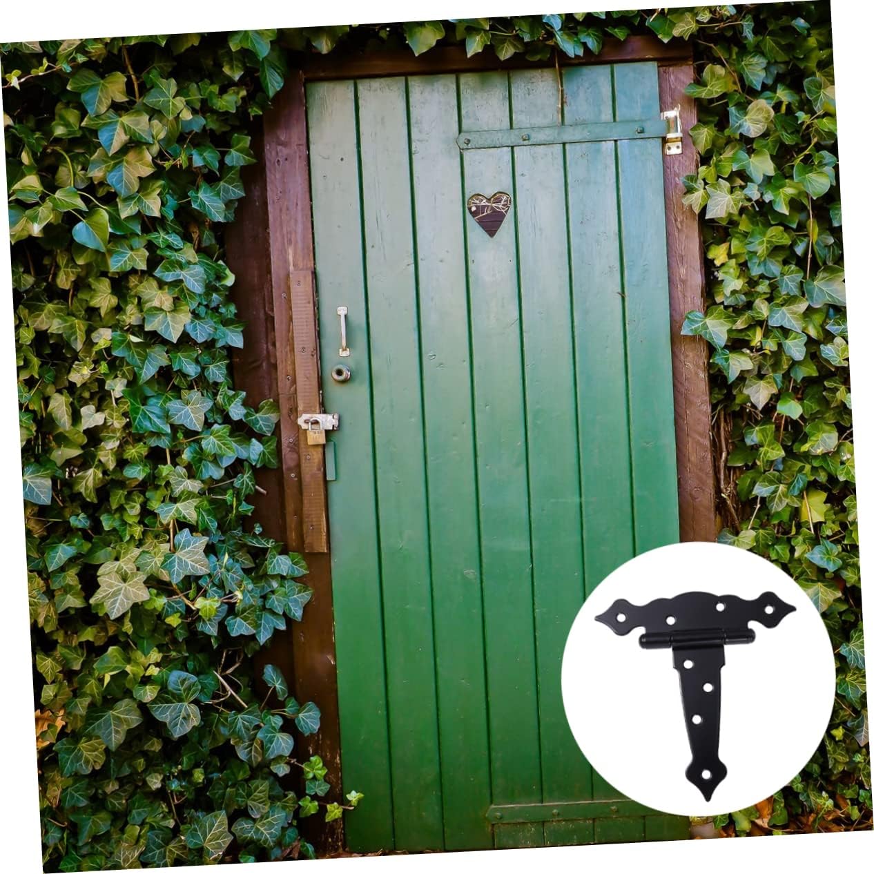 3PCS T Shape Decorative Hinge Set Heavy Duty Rustproof Iron Door Hinges for Gates and Fences Easy Installation for Outdoor Shed and Garden Doors